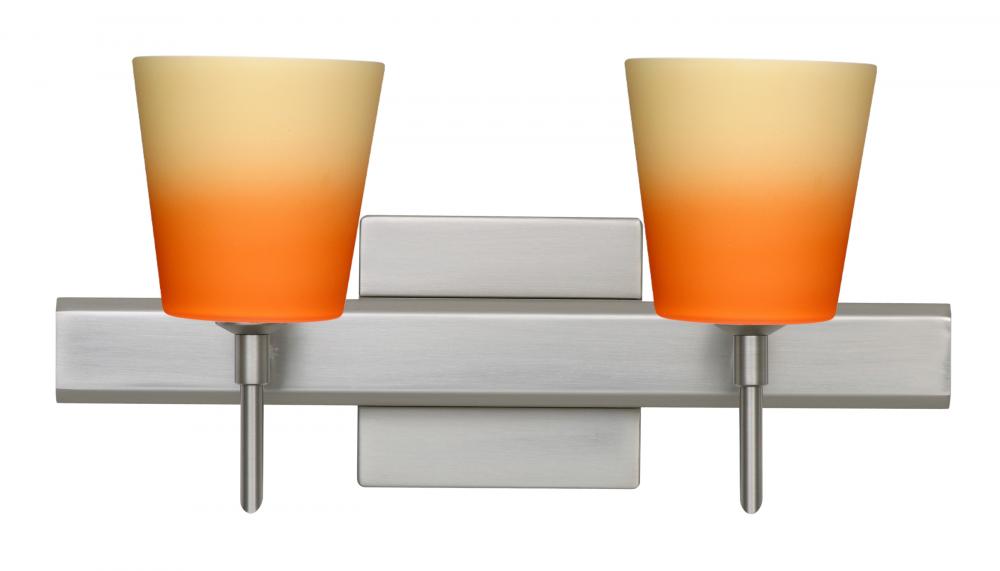 Besa Wall With SQ Canopy Canto 5 Satin Nickel Bicolor Orange/Pina 2x5W LED