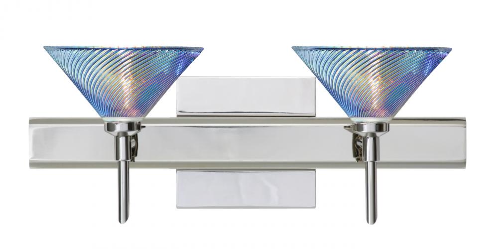 Besa Wall With SQ Canopy Swirl Chrome Dicro Swirl 2x5W LED