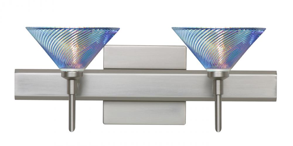 Besa Wall With SQ Canopy Swirl Satin Nickel Dicro Swirl 2x5W LED