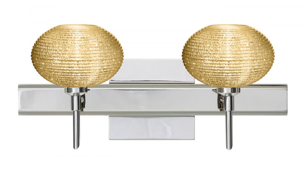 Besa Wall With SQ Canopy Lasso Chrome Gold Glitter 2x5W LED