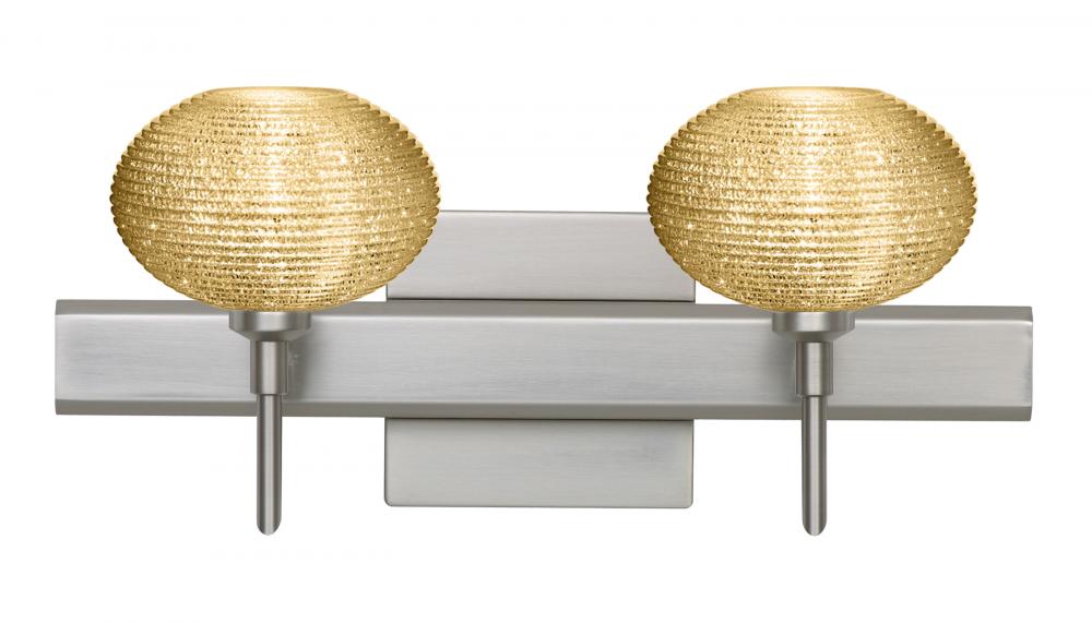 Besa Wall With SQ Canopy Lasso Satin Nickel Gold Glitter 2x5W LED
