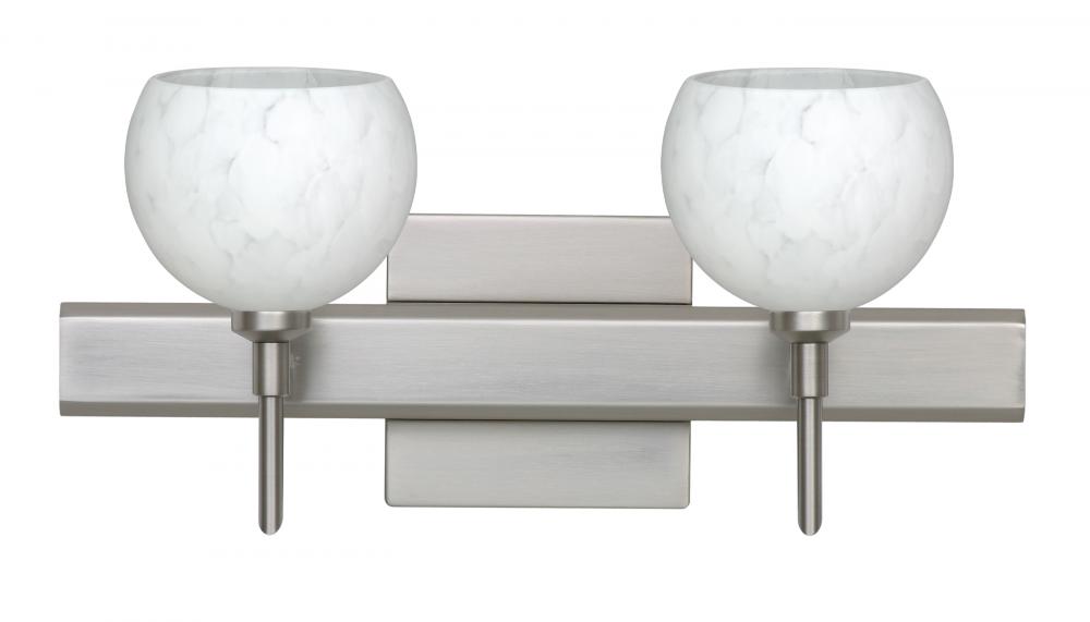 Besa Wall With SQ Canopy Palla 5 Satin Nickel Carrera 2x5W LED
