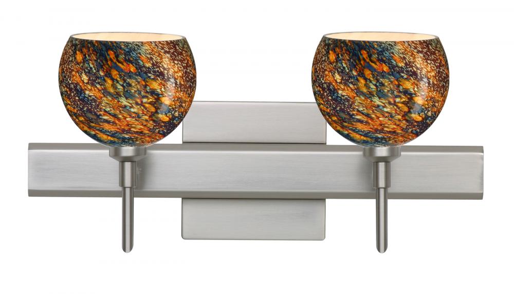 Besa Wall With SQ Canopy Palla 5 Satin Nickel Ceylon 2x5W LED