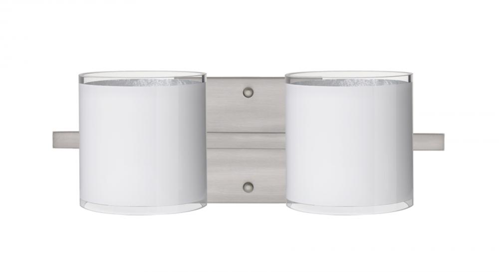 Besa Wall Pogo Satin Nickel White/Inner Silver 2x5W LED