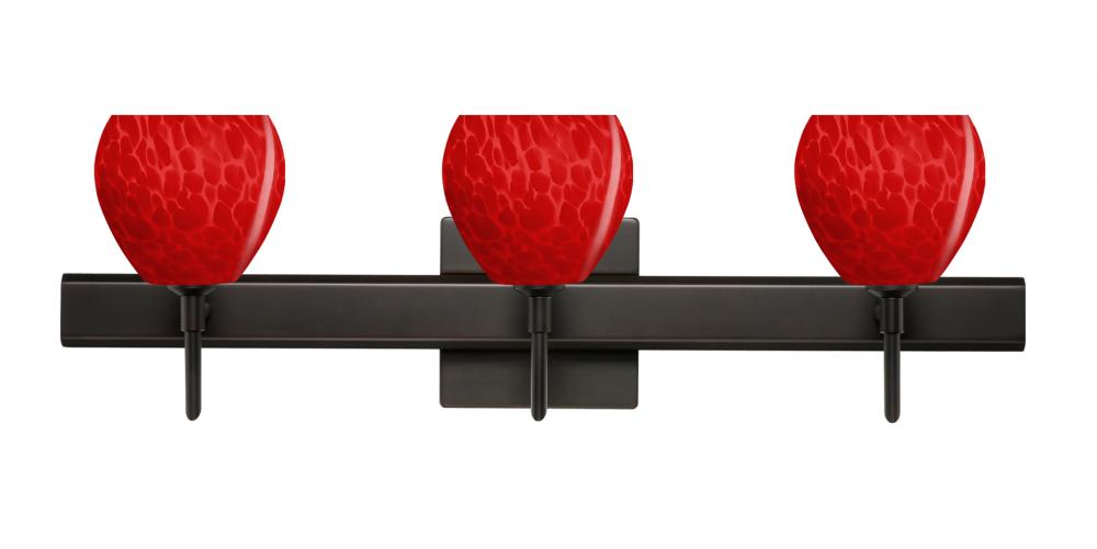 Besa, Tay Tay Vanity with Square Canopy, Red Cloud, Bronze Finish, 3x5W LED