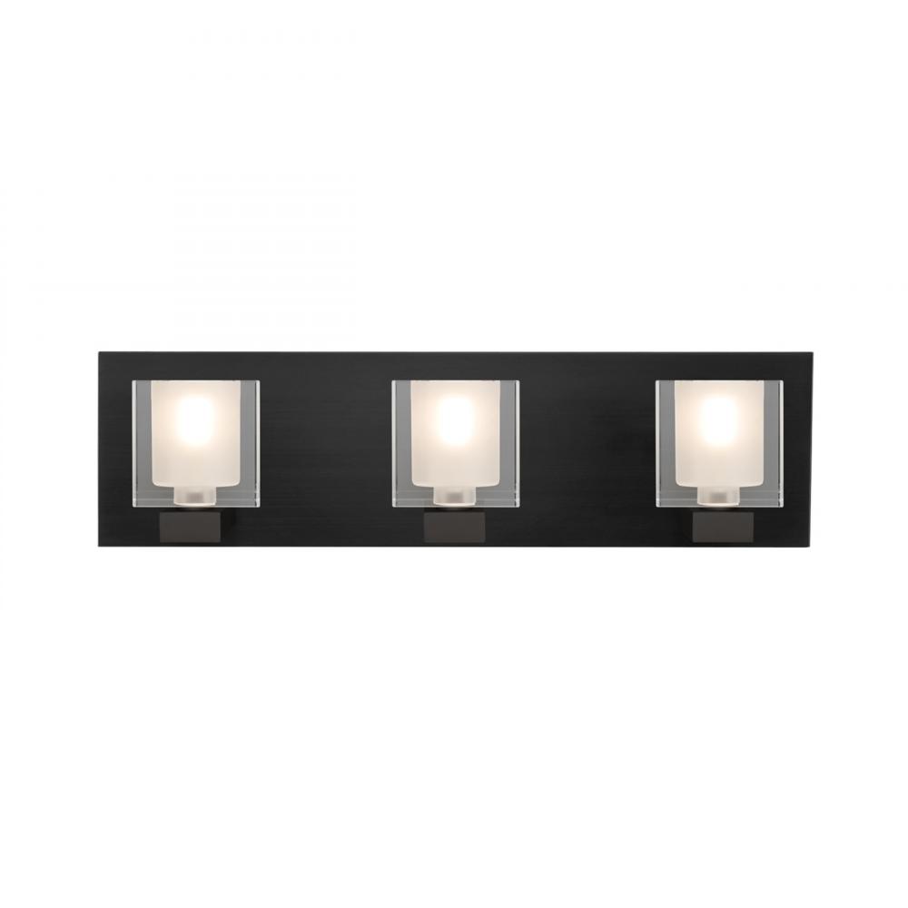 Besa, Bolo Vanity, Clear/Frost, Black Finish, 3x3W LED