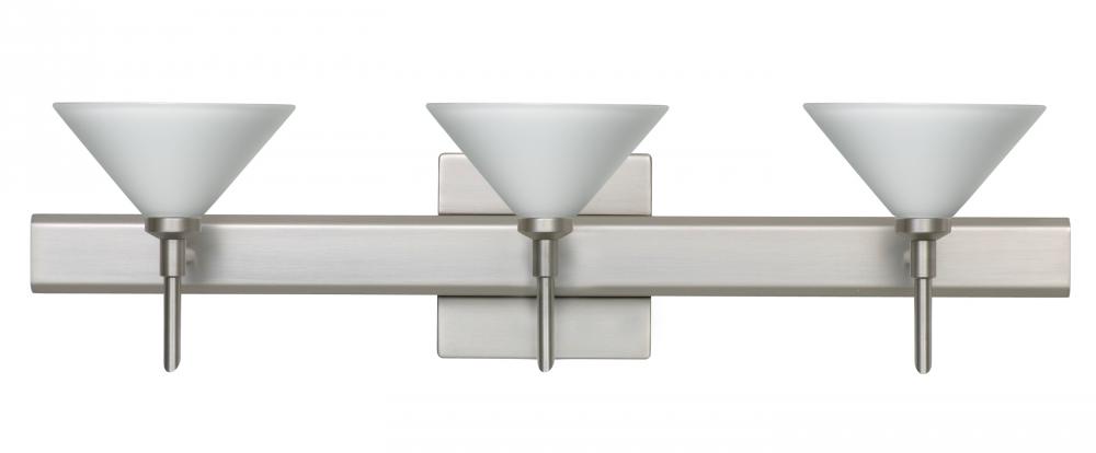 Besa Wall With SQ Canopy Kona Satin Nickel White 3x5W LED
