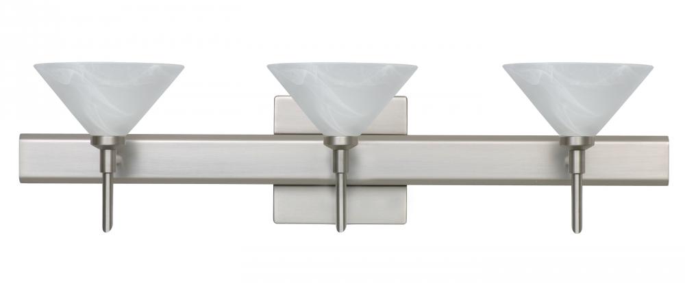 Besa Wall With SQ Canopy Kona Satin Nickel Marble 3x5W LED