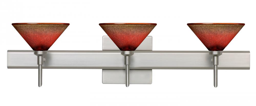 Besa Wall With SQ Canopy Kona Satin Nickel Sunset 3x5W LED