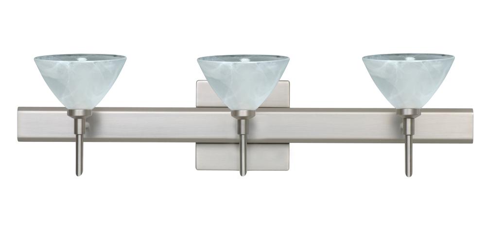 Besa Wall With SQ Canopy Domi Satin Nickel Marble 3x5W LED