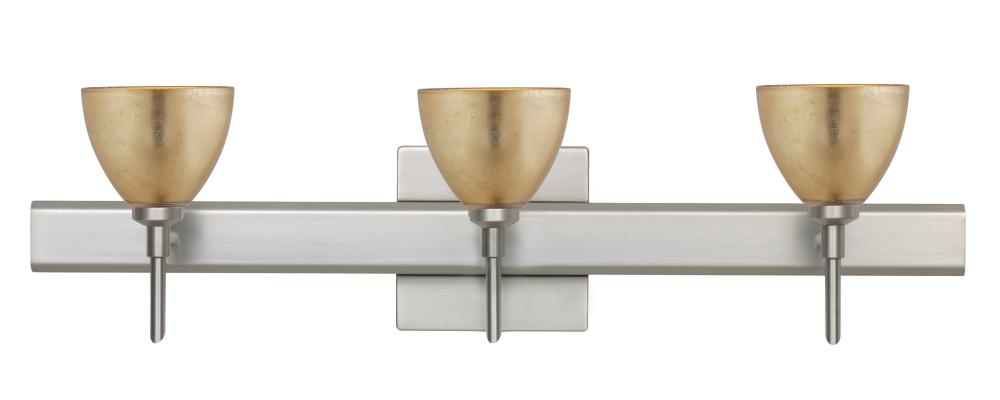 Besa Divi Wall With SQ Canopy 3SW Gold Foil Satin Nickel 3x5W LED