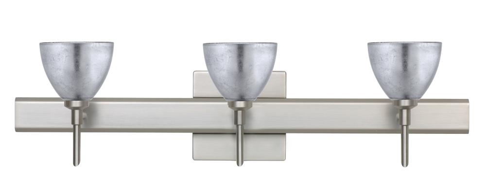 Besa Divi Wall With SQ Canopy 3SW Silver Foil Satin Nickel 3x5W LED