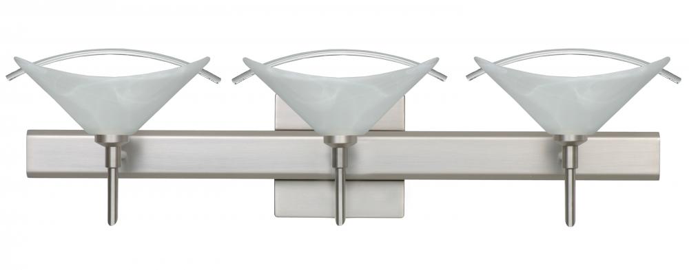 Besa Wall With SQ Canopy Hoppi Satin Nickel Marble/Clear 3x3W LED
