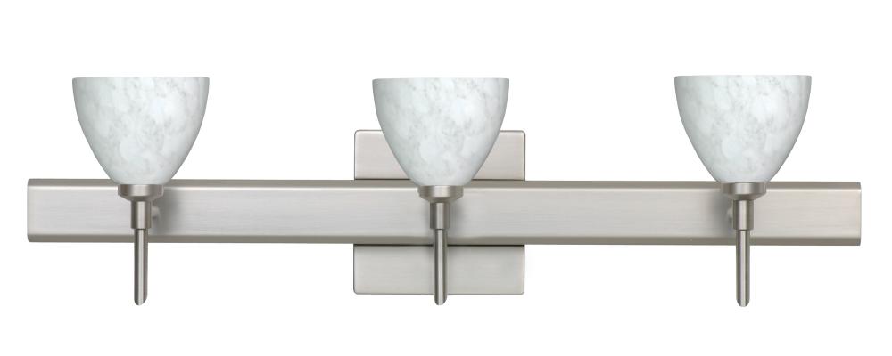 Besa Divi Wall With SQ Canopy 3SW Carrera Satin Nickel 3x5W LED