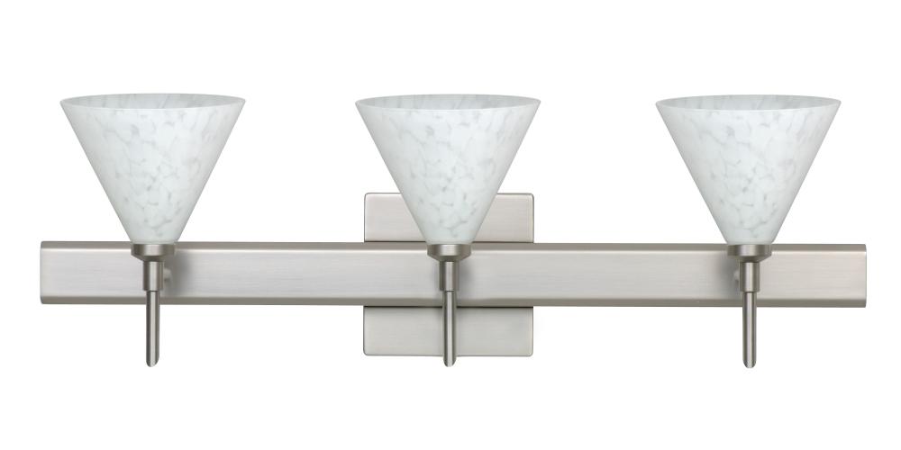 Besa Wall With SQ Canopy Kani Satin Nickel Carrera 3x5W LED