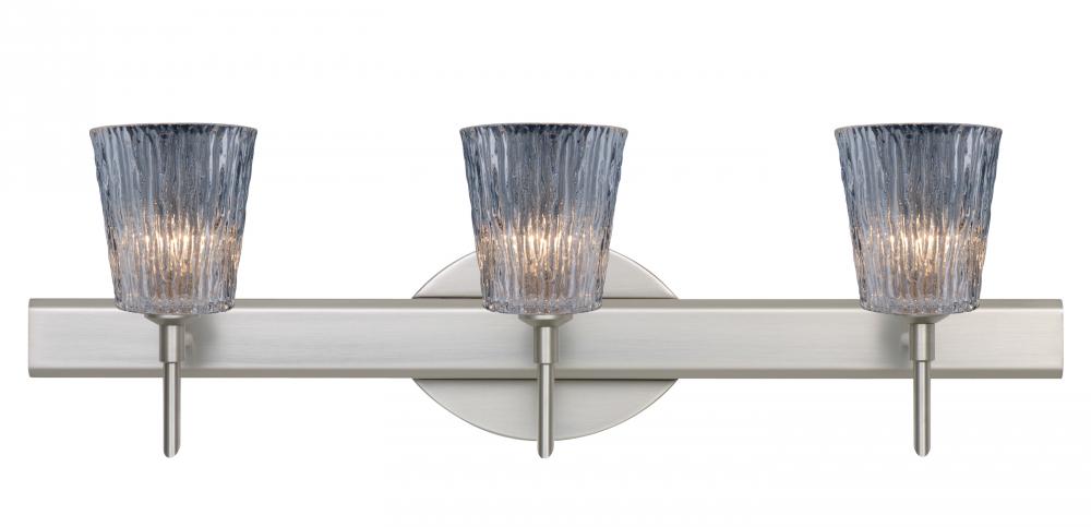 Besa Wall Nico 4 Satin Nickel Clear Stone 3x5W LED