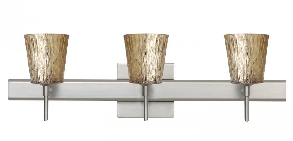 Besa Wall With SQ Canopy Nico 4 Satin Nickel Stone Gold Foil 3x5W LED