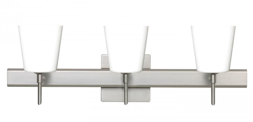 Besa Wall With SQ Canopy Canto 5 Satin Nickel Opal Matte 3x5W LED