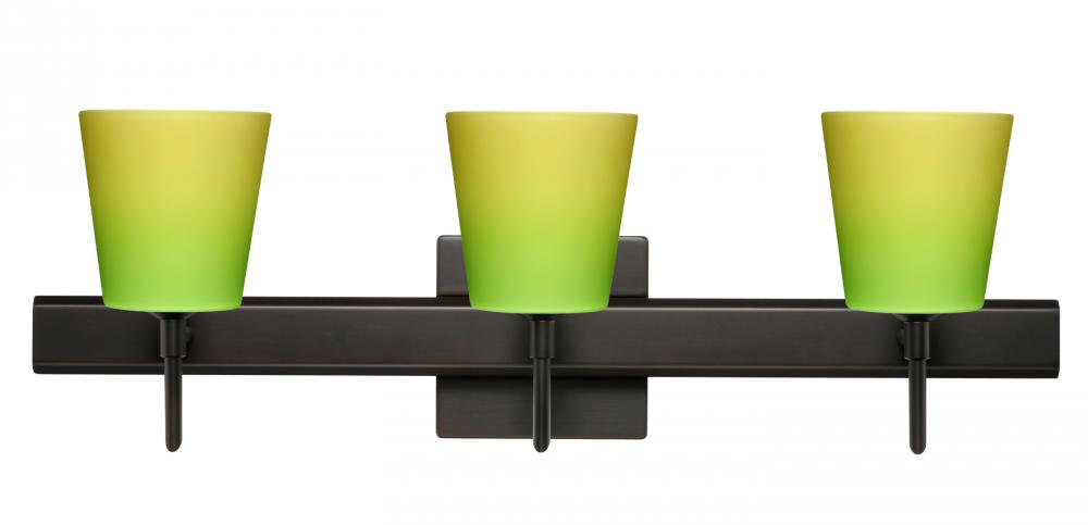 Besa Wall With SQ Canopy Canto 5 Bronze Bicolor Green/Yellow 3x5W LED