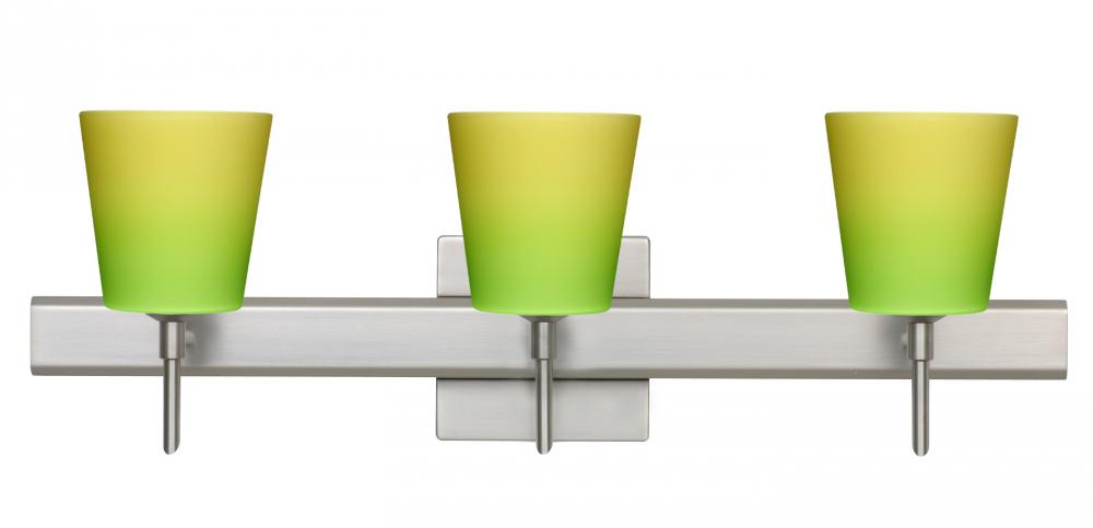 Besa Wall With SQ Canopy Canto 5 Satin Nickel Bicolor Green/Yellow 3x5W LED