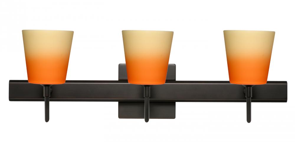 Besa Wall With SQ Canopy Canto 5 Bronze Bicolor Orange/Pina 3x5W LED