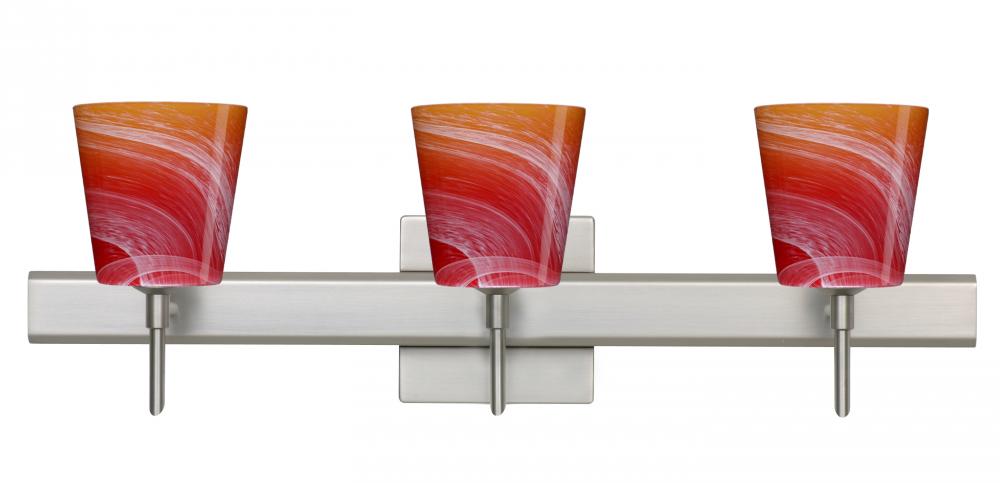 Besa Wall With SQ Canopy Canto 5 Satin Nickel Solare 3x5W LED