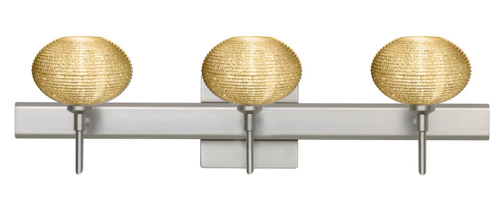 Besa Wall With SQ Canopy Lasso Satin Nickel Gold Glitter 3x5W LED