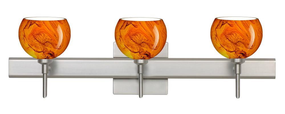 Besa Wall With SQ Canopy Palla 5 Satin Nickel Habanero 3x5W LED