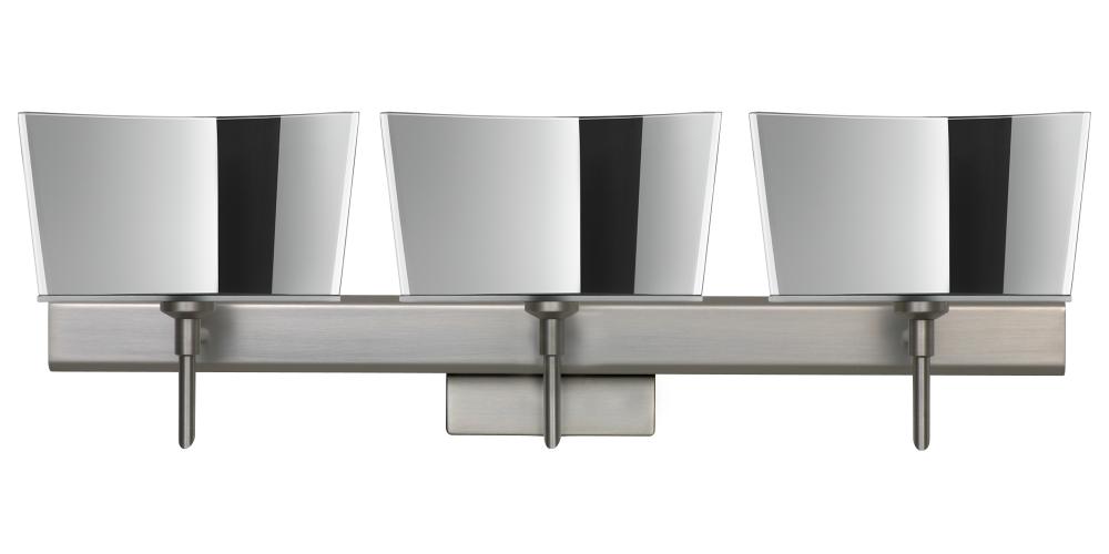 Besa Groove Wall With SQ Canopy 3SW Mirror-Frost Satin Nickel 3x5W LED