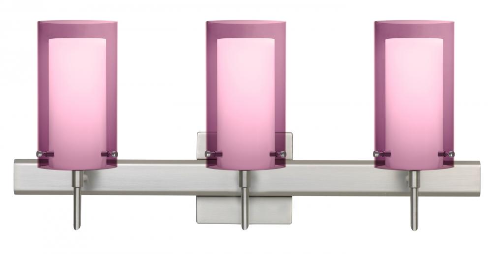 Besa Pahu 4 Wall With SQ Canopy 3SW Transparent Amethyst/Opal Satin Nickel 3x5W LED