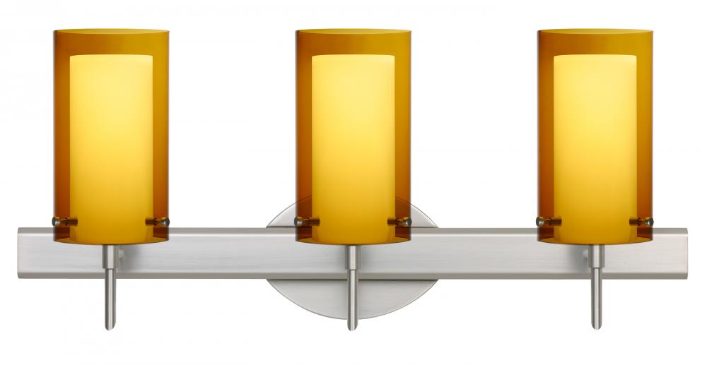 Besa Pahu 4 Wall 3SW Transparent Armagnac/Opal Satin Nickel 3x5W LED