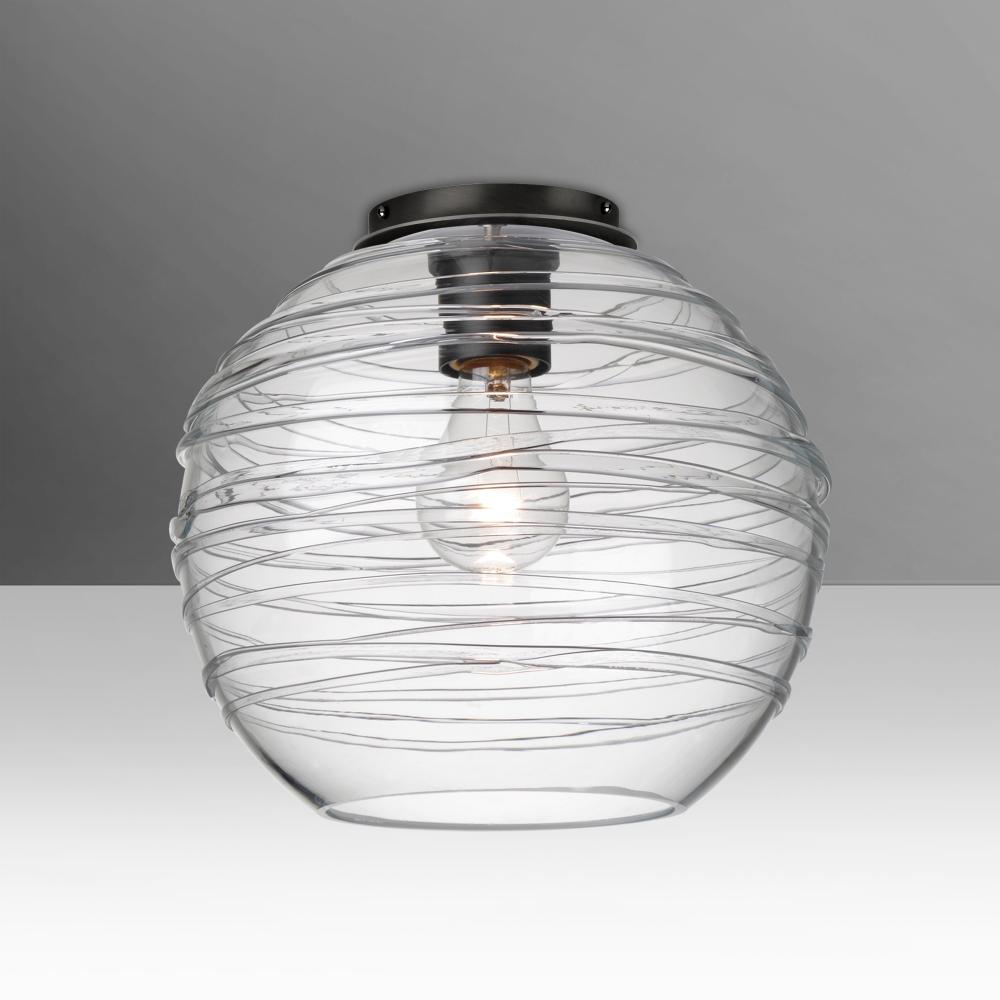Besa Wave 10 Ceiling Black Clear 1x8W LED Filament