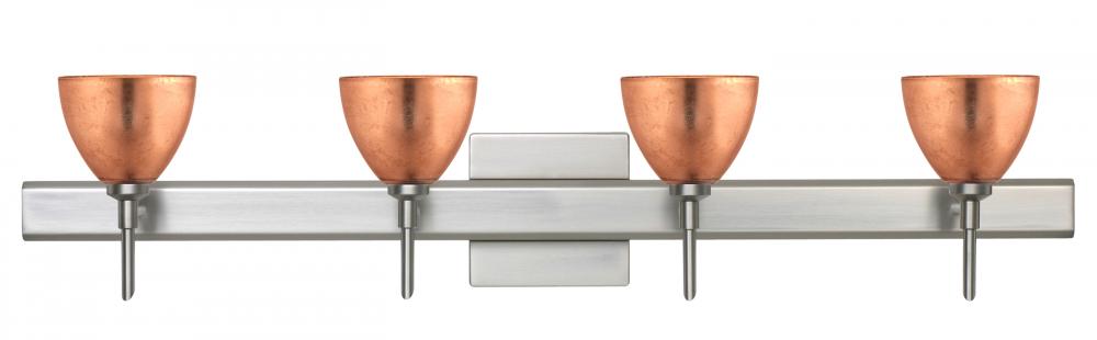 Besa Divi Wall With SQ Canopy 4SW Copper Foil Satin Nickel 4x5W LED