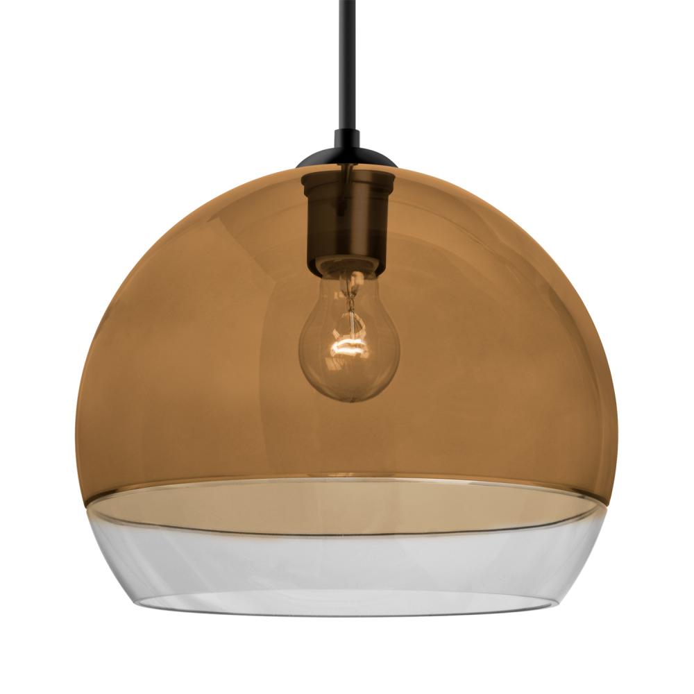 Besa, Ally 12 Cord Pendant For Multiport Canopy, Amber/Clear, Black Finish, 1x60W MAX E26 Base