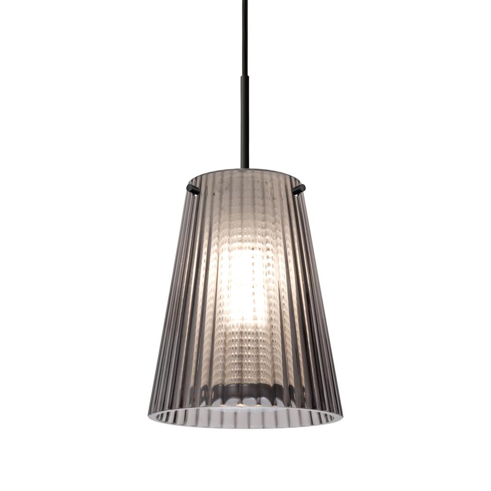 Besa Dion Pendant for Multiport Canopy, Smoke Shade, Black Finish, 1x9W LED