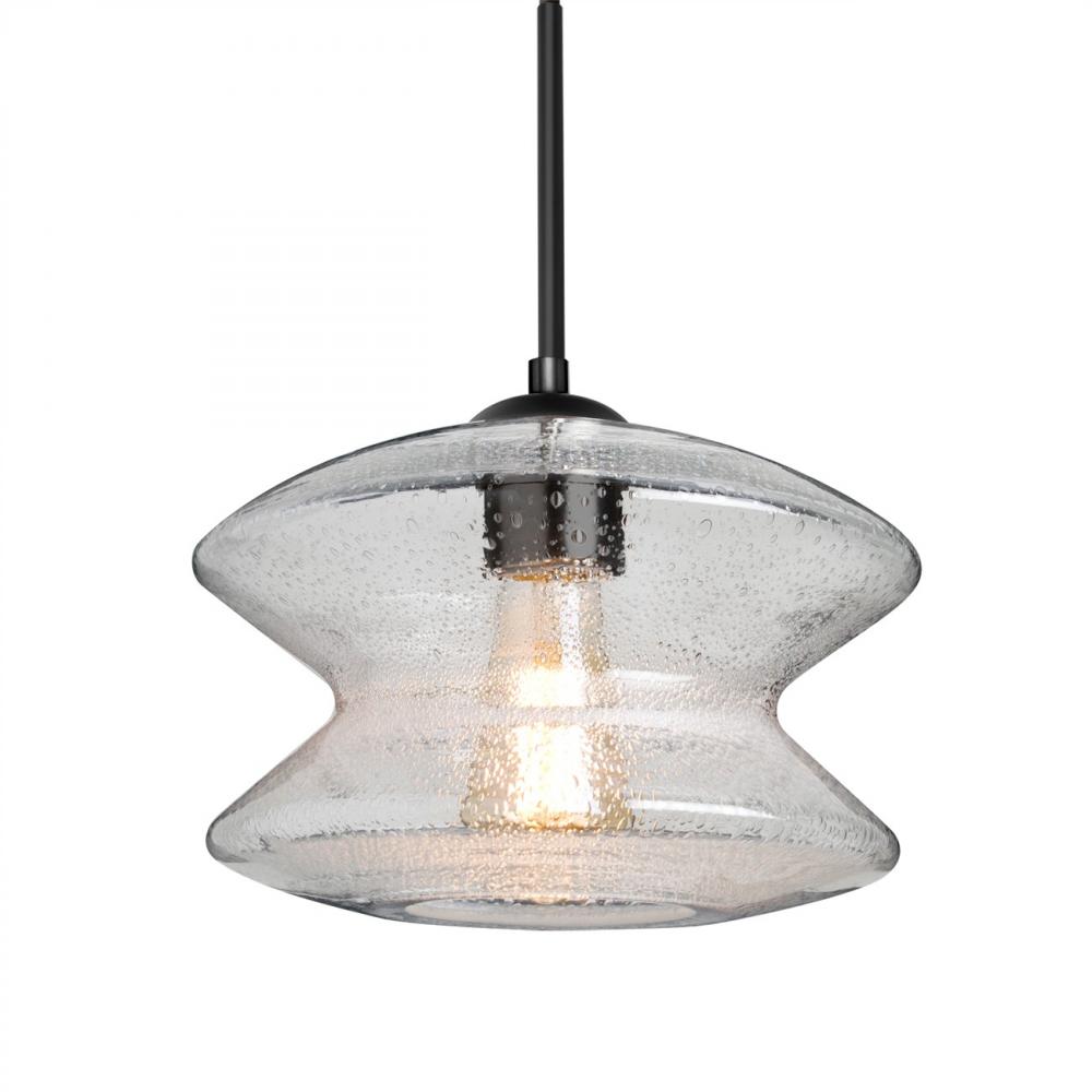 Besa, Zen Cord Pendant For Multiport Canopy, Clear Bubble, Black Finish, 1x8W LED Filament