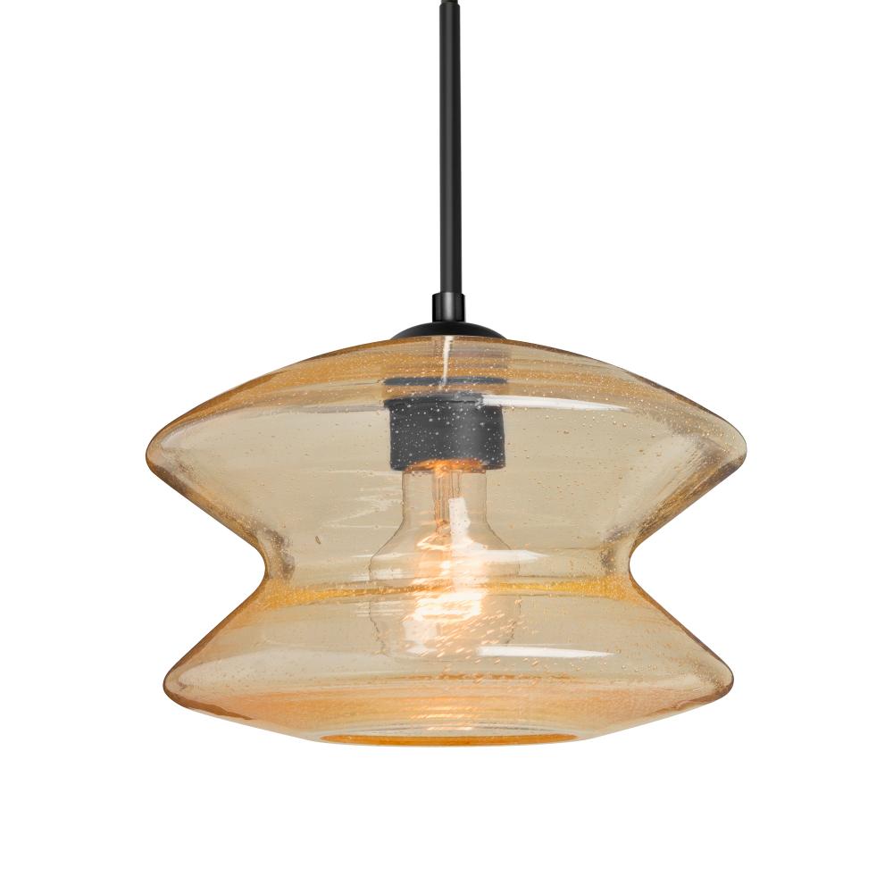 Besa, Zen Cord Pendant For Multiport Canopy, Gold Bubble, Black Finish, 1x8W LED Filament