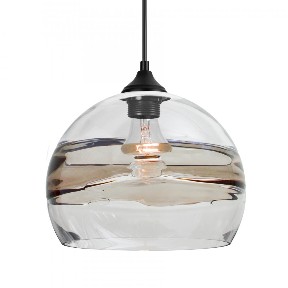 Besa Spirit 10 Outdoor Pendant, Smoke/Clear, Black Finish, 1x8W LED Filament