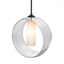 Besa Lighting 1JT-PLATOCL-LED-BK - Besa, Plato Cord Pendant, Clear/Opal, Black Finish, 1x5W LED