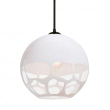 Besa Lighting 1JT-ROCKYWH-LED-BK - Besa, Rocky Cord Pendant, White, Black Finish, 1x9W LED