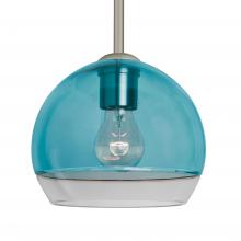 Besa Lighting 1TT-ALLY8BL-SN - Besa, Ally 8 Stem Pendant, Coral Blue/Clear, Satin Nickel Finish, 1x60W Medium Base