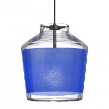 Besa Lighting 1XT-PIC6BL-LED-BK - Besa Pendant Pica 6 Black Finish, Blue Sand 1x5W LED