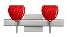 Besa Lighting 2SW-5605RC-LED-SN-SQ - Besa, Tay Tay Vanity with Square Canopy, Red Cloud, Satin Nickel Finish, 2x5W LED