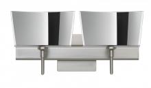 Besa Lighting 2SW-6773MR-LED-SN-SQ - Besa Groove Wall With SQ Canopy 2SW Mirror-Frost Satin Nickel 2x5W LED
