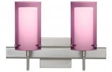 Besa Lighting 2SW-A44007-LED-SN-SQ - Besa Pahu 4 Wall With SQ Canopy 2SW Transparent Amethyst/Opal Satin Nickel 2x5W LED