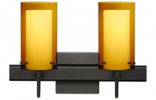 Besa Lighting 2SW-G44007-LED-BR-SQ - Besa Pahu 4 Wall With SQ Canopy 2SW Transparent Armagnac/Opal Bronze 2x5W LED