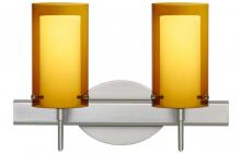 Besa Lighting 2SW-G44007-LED-SN - Besa Pahu 4 Wall 2SW Transparent Armagnac/Opal Satin Nickel 2x5W LED