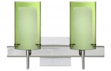 Besa Lighting 2SW-L44007-LED-CR-SQ - Besa Pahu 4 Wall With SQ Canopy 2SW Transparent Olive/Opal Chrome 2x5W LED