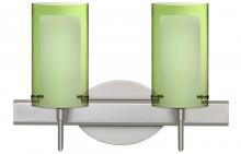 Besa Lighting 2SW-L44007-LED-SN - Besa Pahu 4 Wall 2SW Transparent Olive/Opal Satin Nickel 2x5W LED