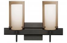 Besa Lighting 2SW-S44007-BR-SQ - Besa Pahu 4 Wall With SQ Canopy 2SW Transparent Smoke/Opal Bronze 2x40W G9